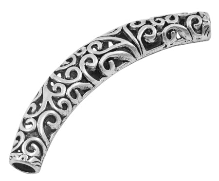 Pewter Silver Curved Tube 66x12mm