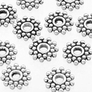 Antique Silver Daisy Spacer 9mm (100 pcs)