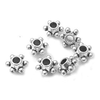 Antique Silver Daisy Spacers 6x4mm (100 pcs)