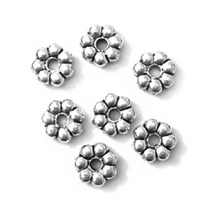 Antique Silver Daisy Spacers 6mm (100 pcs)