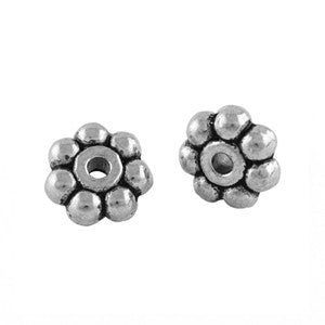 Antique Silver Daisy Spacers 8mm (50 pcs)