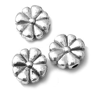 Antique Silver Flower Spacer Beads 10mm (30 pcs)