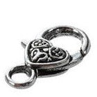 Antique Silver Pewter Heart Trigger Clasp 12x26mm (5 pcs)