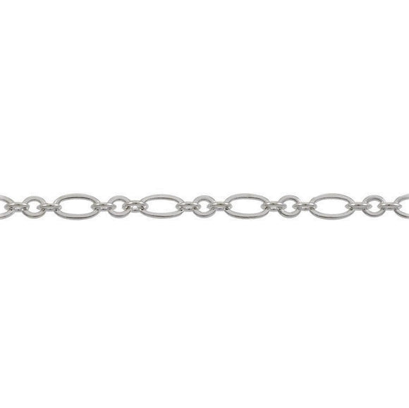 Antique Silver Plated Brass Figaro 3.5mm Chain by Foot (3 feet minimum)