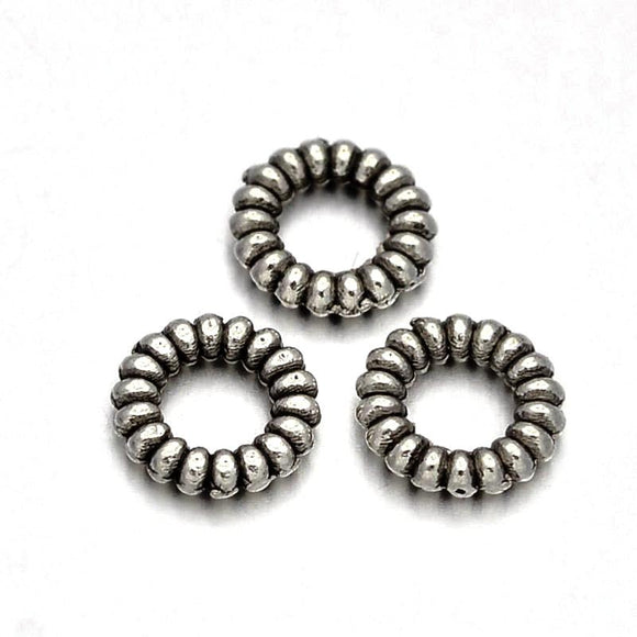 Antique Silver Rope Ring 6mm (100 pcs)