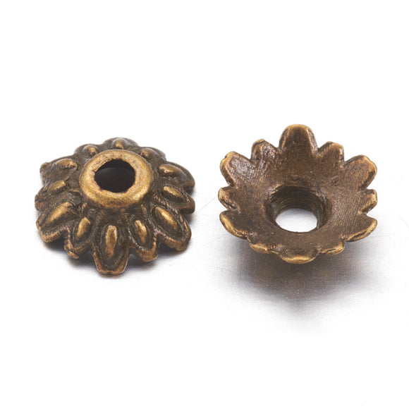 Antique Bronze 12-Drop Bead Cap 8x3mm (100 pcs)