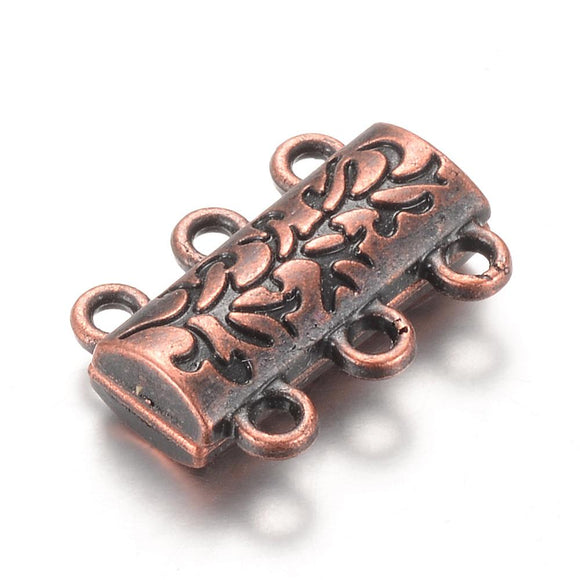 Antique Copper Magnetic Box Clasp 14x19mm 3 Loops