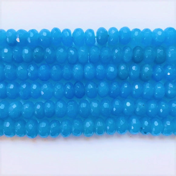 Aqua Blue Jade Dyed Faceted Rondelle 10mm