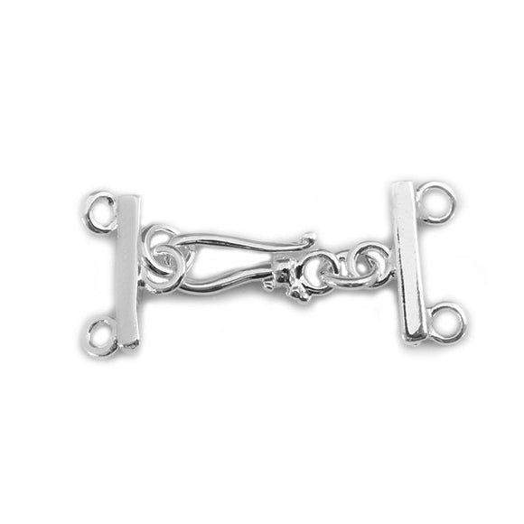 Silver Plated Bright Brass 2-strand Clasp 14x32mm (5 sets)