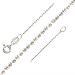 Sterling Silver Faceted Ball Necklace Chain (1.0mm) 16" AT