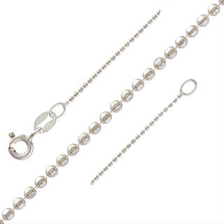 Sterling Silver Faceted Ball Necklace Chain (1.0mm) 18