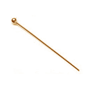 Gold Plated Brass Ball Pin 0.75" 20mm Long, 0.5mm Thick, 24 Gauge (100 pcs)
