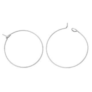 Silver Plated Brass Beading Hoop/Wine Charm 25mm (20 pcs)