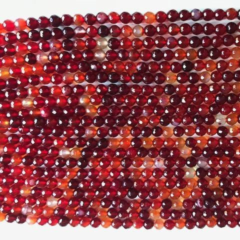 Red & Black Agate Faceted Round 6mm