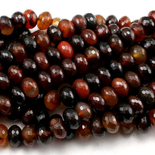 Black & Red Agate Faceted Rondelle 12mm