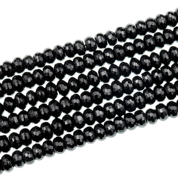 Black Onyx Faceted Rondelle 12mm
