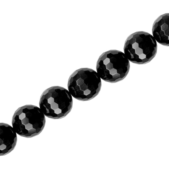 Black Onyx Faceted Round 16mm