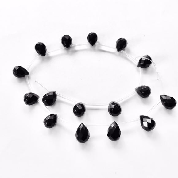 Black Onyx Faceted Round Drop 10x14mm