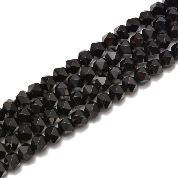 Black Onyx Star Cut Faceted Round 8mm