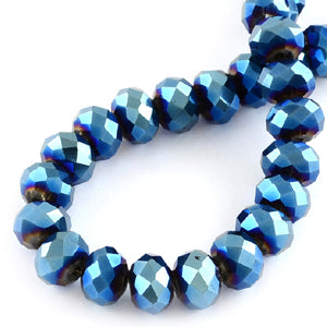 Chinese Crystal Faceted Rondelle - Blue Metallic