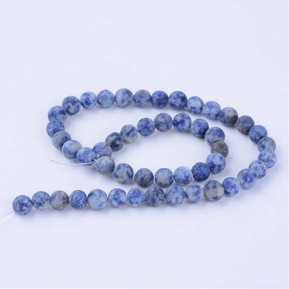 Blue Spot Stone Frosted Round 8mm