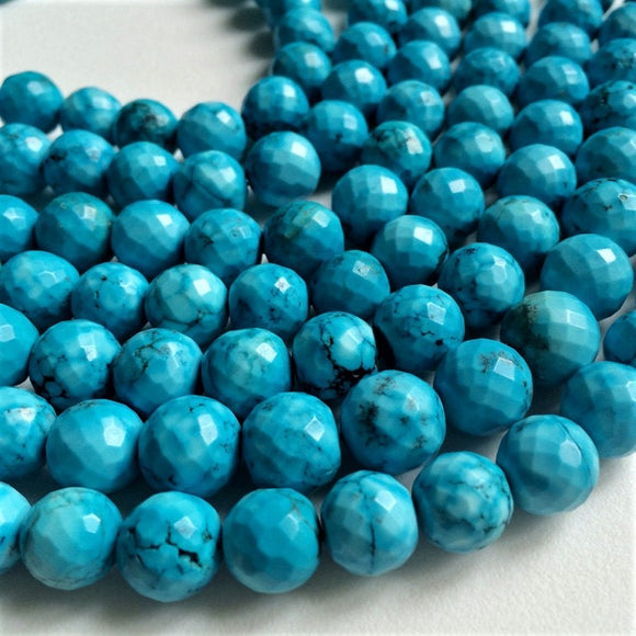 Blue Magnesite Faceted Round Bead 6mm