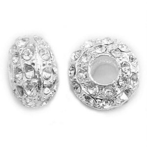 Silver Plated Brass Rhinestone Pandora 8x12mm (10 pcs)