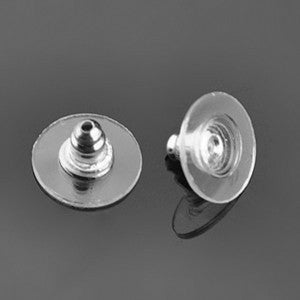Silver Plated Brass Rubber Earnut 11x11x7mm (50 pcs)