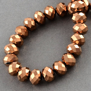 Chinese Crystal Faceted Rondelle - Bronze Metallic