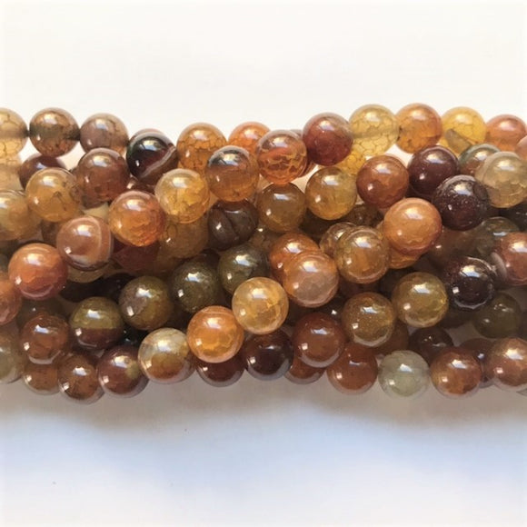 Brown Crackled Agate Round 8mm