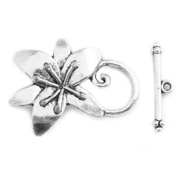 Pewter Silver Big Lily Toggle 23x30mm (5 pcs)