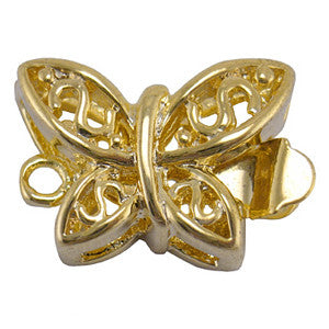 Gold Plated Brass Butterfly Clasp 10x15mm (5 pcs)