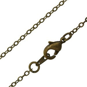 Antique Bronze Cable Necklace Chain 1.5x2mm 18", 26"