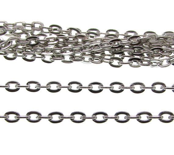 Antique Silver Cable 3x3.5mm Chain by Foot (3 feet minimum)