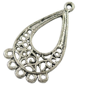 Antique Silver Drop Chandelier Earring 26x14mm (10 pcs)