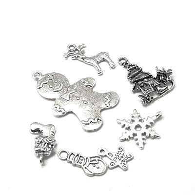 Antique Silver Mixed Christmas Charms