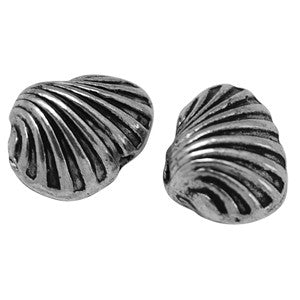 Antique Silver Clam Spacer 10x8mm, 6mm thick (30 pcs)