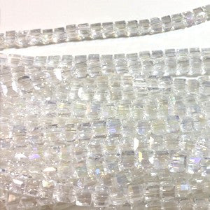 Chinese Crystal Faceted Cube 5mm - Clear