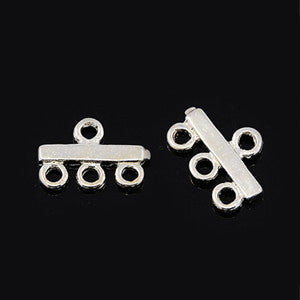 Silver Plated Brass Connector 3-to-1 Strand 14x10x2mm (10 pcs)