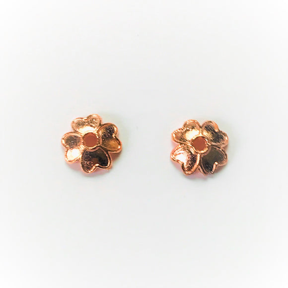 Copper 4-Heart Bead Cap 7.5x2.5mm (100 pcs)