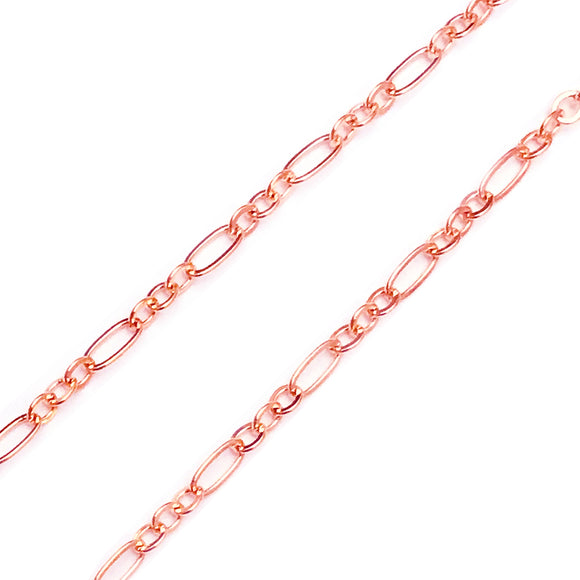 Copper Plated Brass Figaro 3.5mm Chain by Foot (3 feet minimum)