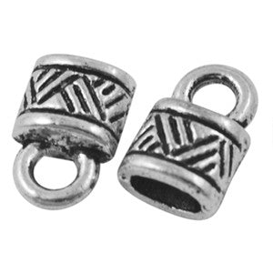Pewter Cord End 10x6.5mm, 4.5mm thick, hole: 2.5mm (40 pcs)