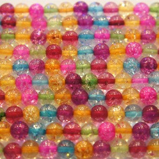Crackle Crystal Multi-color Light Round Beads 6mm