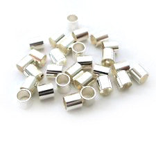 Silver Plated Brass Crimp Tube 2x2mm (500 pcs)