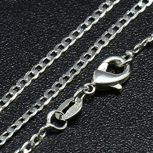 Silver Plated Brass Curb Necklace Chain 2mm 18"
