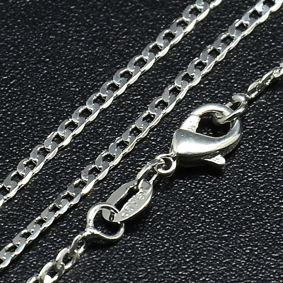 Silver Plated Brass Curb Necklace Chain 2mm 18