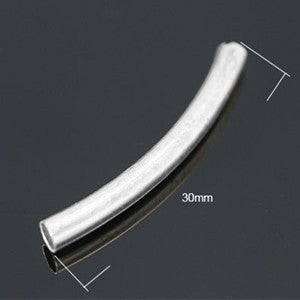 Silver Plated Brass Curved Tube 3x30mm (50 pcs)