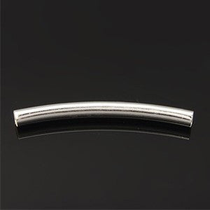 Silver Plated Brass Curved Tube 4x41mm (20 pcs)