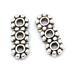 Pewter Daisy Spacer 10.5x4.3mm, 3 holes (100 pcs)