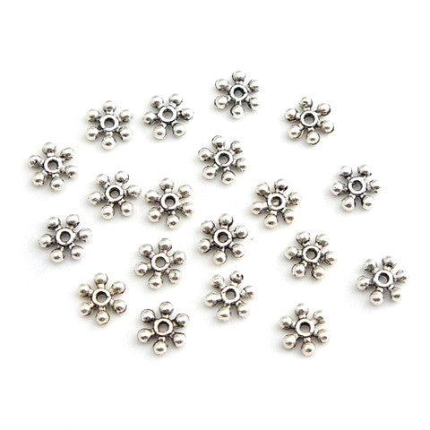 Antique Silver Daisy Spacer 7~8mm (100 pcs)